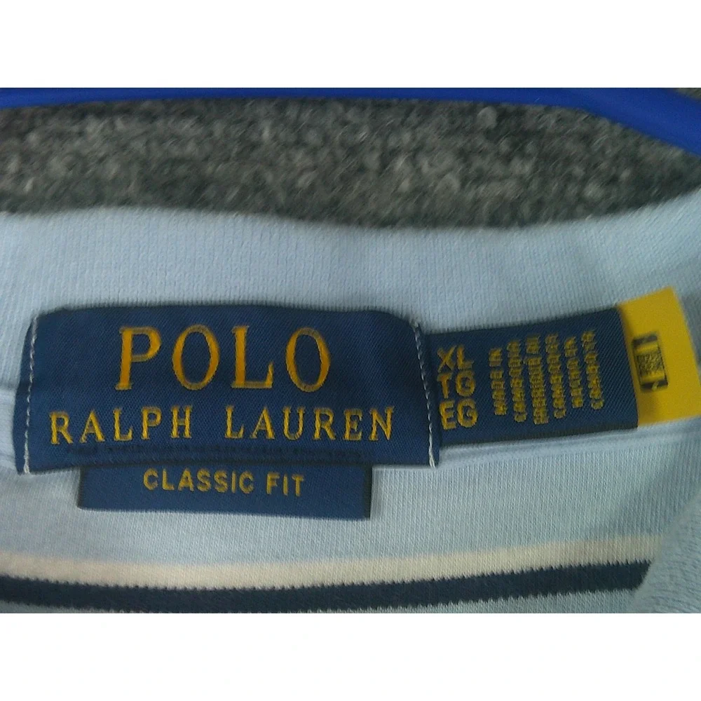 Polo Ralph Lauren Men's XL Classic Fit Striped Polo Shirt Blue White Cotton